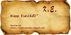 Kopp Euniké névjegykártya